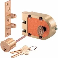 Prime-Line Products Primeline Products SE 15326 Bronze Deadlock, Brass,Single Cylinder, Flat Strike, Box