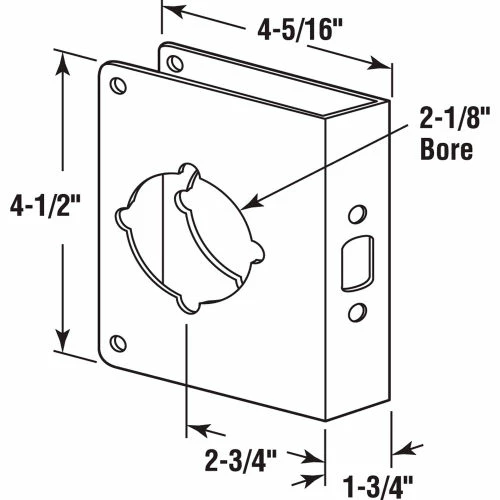 Prime-Line Products Lock/Door Guard, 4-5/16"Lx4-1/2"H, 1-3/4" Thick Door, 2-3/4" Backset, Brass 3 Prime-Line Products Lock/Door Guard, 4-5/16"Lx4-1/2"H, 1-3/4" Thick Door, 2-3/4" Backset, Brass - Image 3