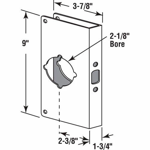Prime-Line Products Lock/Door Guard, 3-7/8"Lx9"H, 1-3/4" Thick Door, 2-3/8" Backset, Stainless Steel 3 Prime-Line Products Lock/Door Guard, 3-7/8"Lx9"H, 1-3/4" Thick Door, 2-3/8" Backset, Stainless Steel - Image 3