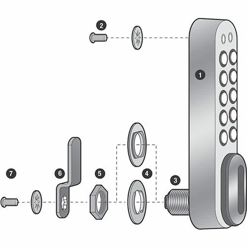Codelocks 4-In-1 Electronic Cam Lock, KL1006KIT-SG, Up To 1" Thick Matl, Vertical, Silver Gray 2 Codelocks 4-In-1 Electronic Cam Lock, KL1006KIT-SG, Up To 1" Thick Matl, Vertical, Silver Gray - Image 2