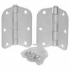 S. Parker Hardware Butt Hinge 5/8" Round Corners 3-1/2" X 3-1/2" Dull Chrome - Pkg Qty 50