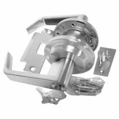 S. Parker Hardware Leverset w/ 2 Step Rose Entry Lock - Dull Chrome Clutch Keyed Different