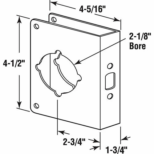 Prime-Line Products Lock/Door Guard, 4-5/16"Lx4-1/2"H, 1-3/4" Thick Door, 2-3/4" Backset, Brass 2 Prime-Line Products Lock/Door Guard, 4-5/16"Lx4-1/2"H, 1-3/4" Thick Door, 2-3/4" Backset, Brass - Image 2