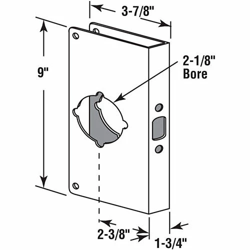 Prime-Line Products Lock/Door Guard, 3-7/8"Lx9"H, 1-3/4" Thick Door, 2-3/8" Backset, Stainless Steel 2 Prime-Line Products Lock/Door Guard, 3-7/8"Lx9"H, 1-3/4" Thick Door, 2-3/8" Backset, Stainless Steel - Image 2