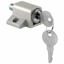 Prime-Line Products Prime-Line® Sliding Door Keyed Lock, Push-In, Aluminum Finish, U 9861