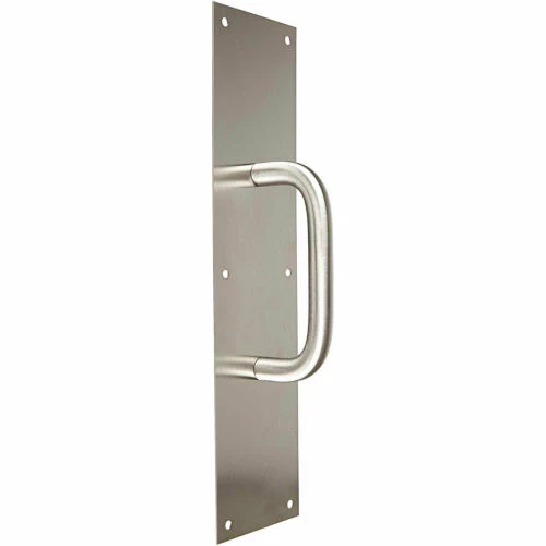 Rockwood Pull Plate, 4"L x 16"H x 3/4, Satin Stainless Steel, 6" CTC 1 Rockwood Pull Plate, 4"L x 16"H x 3/4, Satin Stainless Steel, 6" CTC