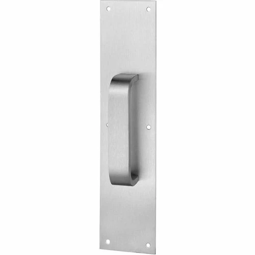 Rockwood Pull Plate, 4"L x 16"H x 3/8, Satin Stainless Steel, 6" CTC 1 Rockwood Pull Plate, 4"L x 16"H x 3/8, Satin Stainless Steel, 6" CTC