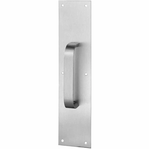 Rockwood Pull Plate, 4"L x 16"H x 1, Satin Stainless Steel, 6" CTC 1 Rockwood Pull Plate, 4"L x 16"H x 1, Satin Stainless Steel, 6" CTC