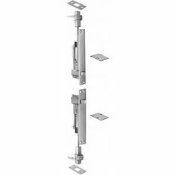 Rockwood Automatic Flush Bolt Set, 7"L x 2"W x 1"H, 7-2/7" Dia, Satin Chrome Plated