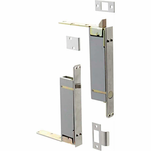 Rockwood Combination Flush Bolt Set, 7"L x 2"W x 1"H, 7-2/7" Dia, Satin Chrome Plated 1 Rockwood Combination Flush Bolt Set, 7"L x 2"W x 1"H, 7-2/7" Dia, Satin Chrome Plated