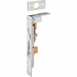 Rockwood Lever Extension Flush Bolt, 2"L x 3"W x 2"H, 3-3/5" Dia, Cast Iron, Satin Chrome Plated - Pkg Qty 3