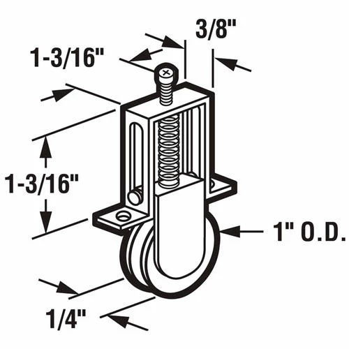 Prime-Line Products Prime-Line® Screen Door Roller Assembly, 1" Steel Ball Bearing Wheel, Columbia, B 617 2 Prime-Line Products Prime-Line® Screen Door Roller Assembly, 1" Steel Ball Bearing Wheel, Columbia, B 617 - Image 2