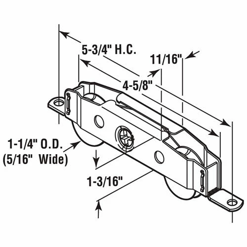 Prime-Line Products Prime-Line® Sliding Door Tandem Roller Assembly, 1-1/4" Steel Ball Bearing, D 1607 2 Prime-Line Products Prime-Line® Sliding Door Tandem Roller Assembly, 1-1/4" Steel Ball Bearing, D 1607 - Image 2