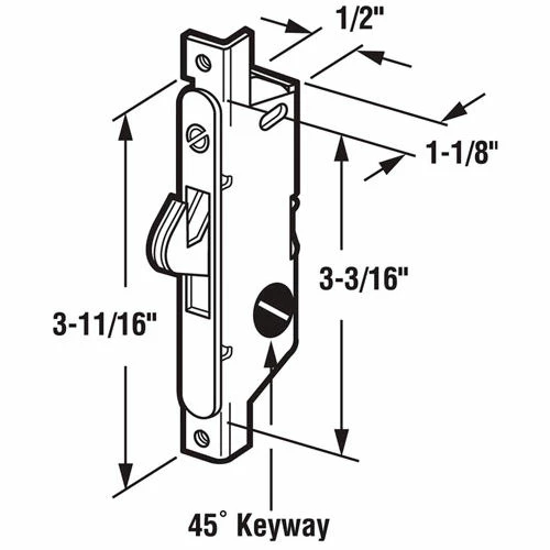Prime-Line Products Prime-Line® Sliding Door Mortise Lock, Round Face, E 2121 2 Prime-Line Products Prime-Line® Sliding Door Mortise Lock, Round Face, E 2121 - Image 2